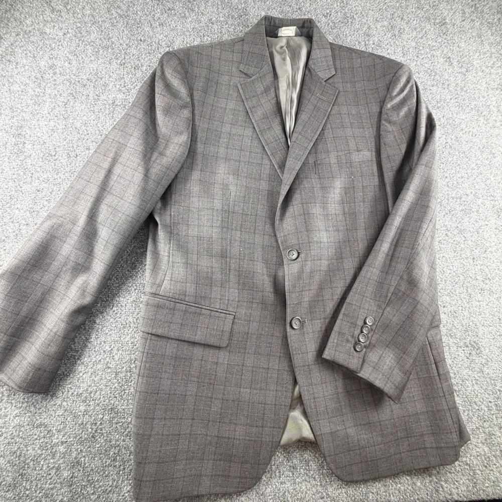Pronto Uomo Platinum Gray Glen Plaid Wool Blend Blazer Sport Coat 41 Regular
